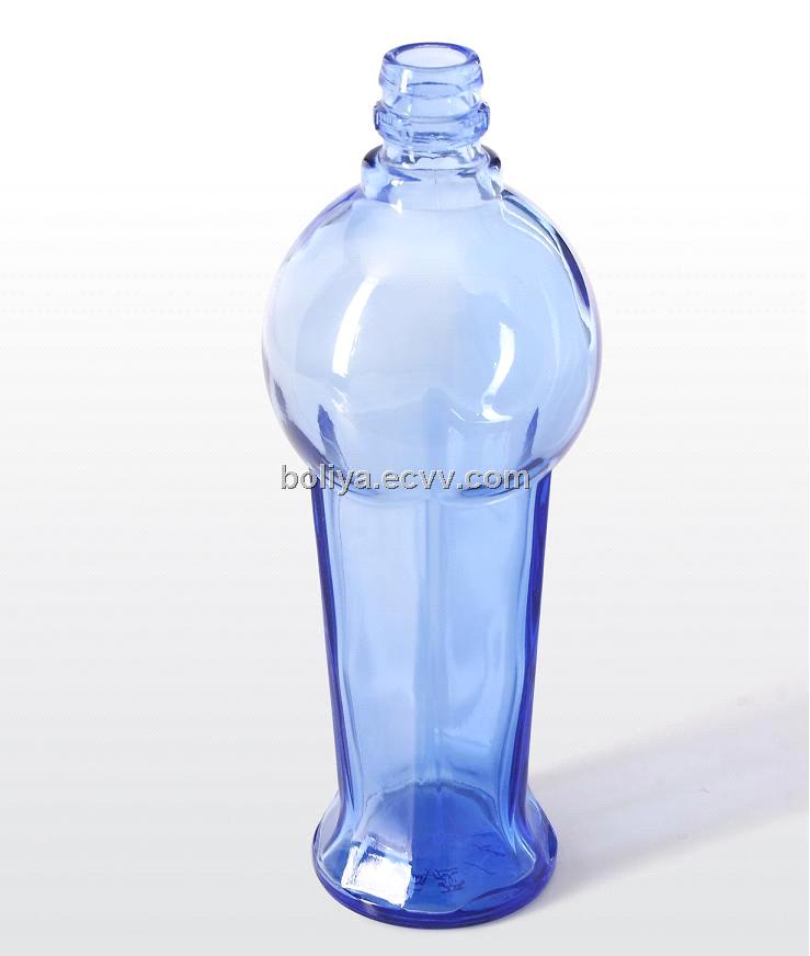 Blue Glass Wine Bottle